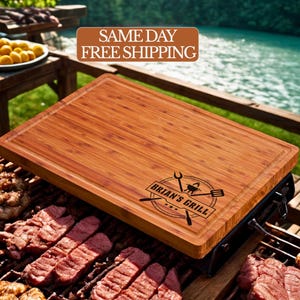 Grilling Cutting Board, Personalized Father's Day Gift for Him, BBQ Gift for Men's Birthday, Dad Gift, Grandpa Gift, Grill Customized Board