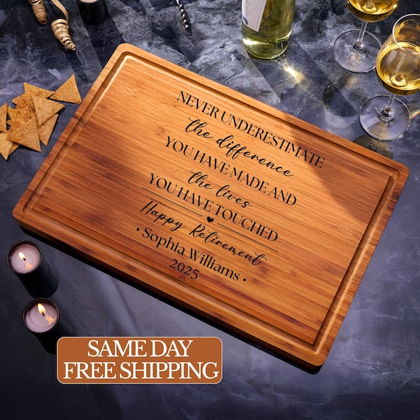 Retirement Gift, Personalized Cutting Board, Happy Retirement Gift, Farewell Gift for Coworker, Appreciation Gift, Custom Charcuterie Boards