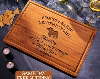 Livestock Buyer Gift, 4-H Sponsor Gift Auction Buyer Gift, Custom Cutting Board 4H FFA Livestock Auction, Engraved Market Hog Steer Supports