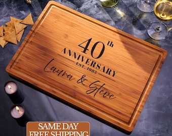 40th Anniversary Gift, Forty Year Anniversary Cutting Board, Personalized Charcuterie Board, Wedding Anniversary Gift for Grandma, Parents