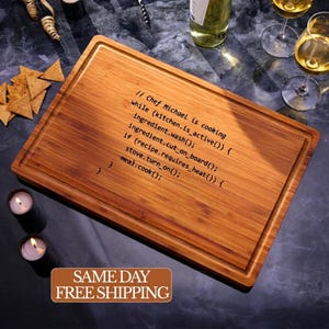 Programmer Gift, Custom Cutting Board for Developer, Personalized Software Engineer Gift, Coding Gift for Tech Nerd, Geek Kitchen Decor