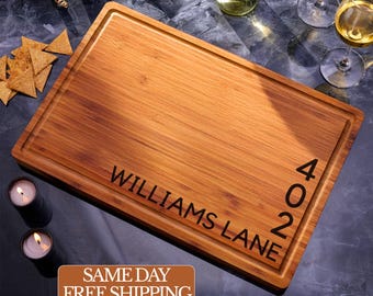 Personalized Wood Cutting Board with Home Address, Housewarming Gifts, Real Estate Closing Gift, Gift for Newlywed Couple, First Home Gift