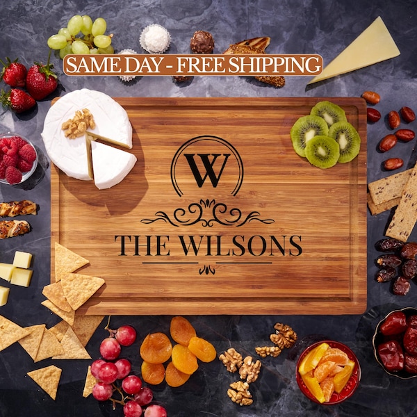 Personalized Cutting Board Engraved Cheese Board, Wedding Gift, Housewarming Gift Anniversary Gift, Unique Engagement Present for the Couple