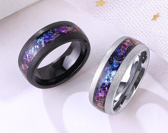 Orion Nebula Crushed Sandstone Tungsten Ring, Men's Wedding Band - Male Rings