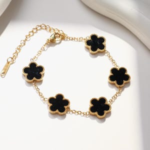 Van Cleef & Arpelsクローバー型黒バングル ゴールドメッキ Vintage Alhambra pendant 18K yellow gold, Onyx- Van Cleef & Arpels