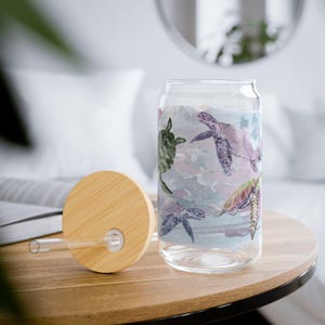 Coastal Themed Sipper Glass - Perfect for Beach Lovers, Eco-Friendly Drinkware, Summer Parties, Nautical Gifts, Mermaid Decor