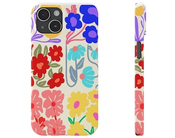 Floral Slim Phone Case - Cute Floral Design, Flower Pattern Case, Minimalist Phone Cover, Slim Floral Phone Protector, Fashionable Phone