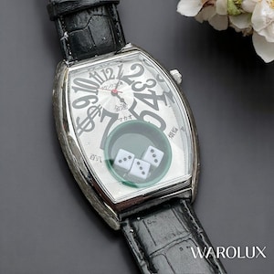 Leren Softwatch-horloge voor heren en dames, uniek artistiek uurwerk met dobbelsteen, surrealistisch horloge met smeltende cijfers, cadeau-idee Frank Collector
