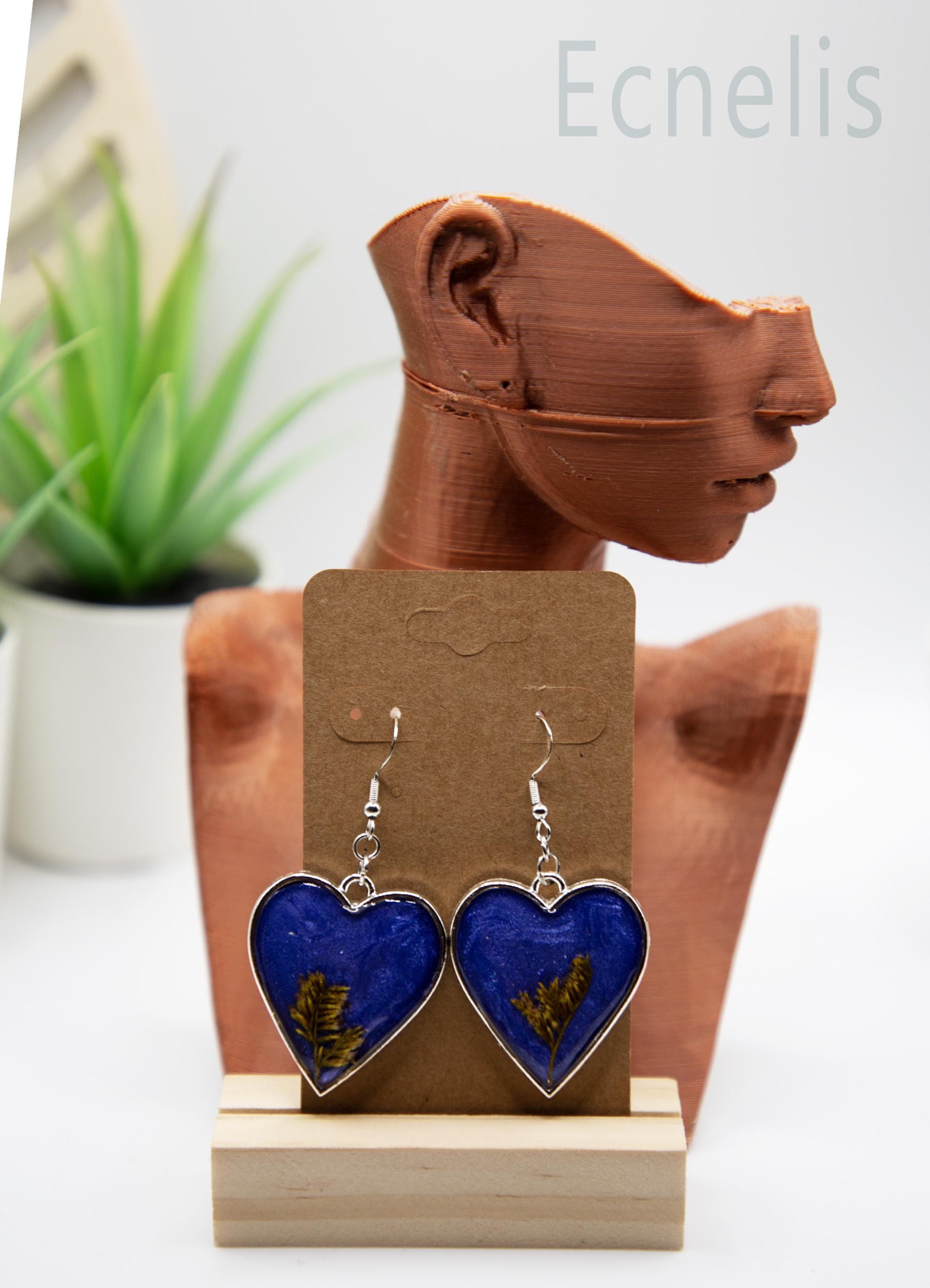 Boucles D'Oreilles Femme Puces Cœur Cristal Autrichien Bleu Plaqué Or - Neuf Avec étiquettes
