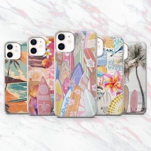 Surfing Phone Case Beach Coastal Surfer Cover for iPhone 16, 15, 14, 13, 12, 11 Samsung S25, S24, S23 Pixel 9Pro XL, 8A, 8Pro, 7A