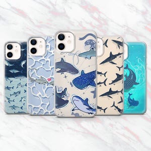 Kawaii Shark Phone Case Whale Shark Ocean Cover for iPhone 16, 15, 14, 13, 12, 11 Samsung S25, S24, S23, A56 Pixel 9A, 9Pro XL, 8A, 8Pro, 7A