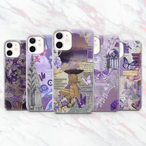 Coque de portable lavande violette esthétique lilas pour iPhone 16, 15, 14, 13, 12, 11, Samsung S25, S24, S23, Pixel 9Pro XL, 8A, 8Pro