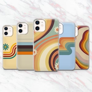 Stripes Phone Case Groovy Lines Retro Cover for iPhone 17, 16, 15, 14, 13, 12, 11 Samsung S25, S24, S23 Pixel 10Pro, 9Pro XL, 8A, 8Pro, 7A