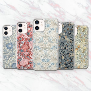 William Morris Handytasche Morris Print Vintage Textilhülle für iPhone 16, 15, 14, 13, 12, 11 Samsung S25, S24, S23 Pixel 9Pro XL, 8A 8Pro