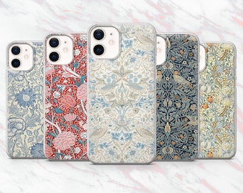 William Morris Phone Case Morris Print Vintage Textile Cover for iPhone 16, 15, 14, 13, 12, 11 Samsung S25, S24, S23 Pixel 9Pro XL, 8A 8Pro