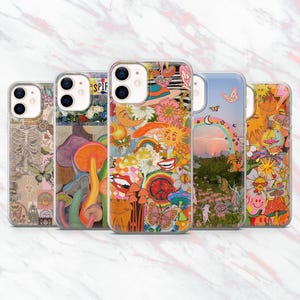 Hippie Handyhülle Boho Groovy Trippy Cover für iPhone 16, 15, 14, 13, 12, 11 Samsung S25, S24, S23 Pixel 9Pro XL, 8A, 8Pro, 7A