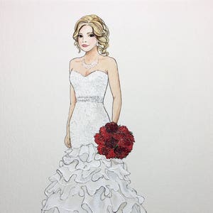 Bridal Illustration. Bride Gift from Groom. Wedding Art. Personalized Wedding Gift. Anniversary Gift Idea. image 2