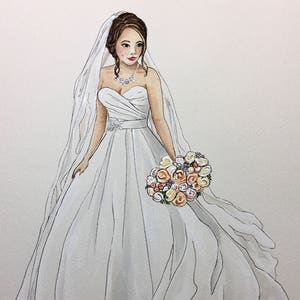 Bridal Illustration. Bride Gift from Groom. Wedding Art. Personalized Wedding Gift. Anniversary Gift Idea. image 3