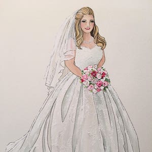 Bridal Illustration. Bride Gift from Groom. Wedding Art. Personalized Wedding Gift. Anniversary Gift Idea. image 5