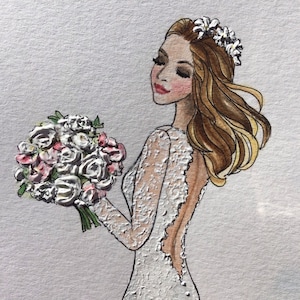 Bridal Illustration. Bride Gift from Groom. Wedding Art. Personalized Wedding Gift. Anniversary Gift Idea. image 7