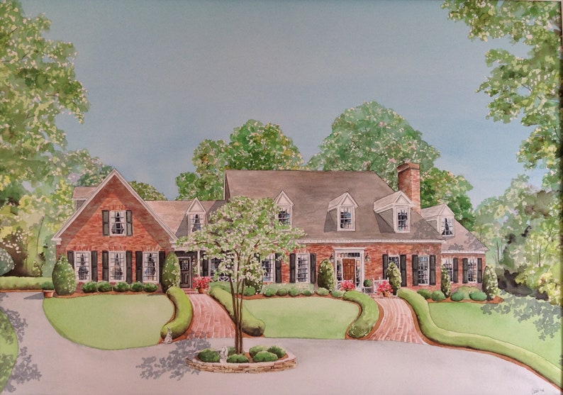 Watercolor House Painting, Painting of House, Retirement Gift idea, House Portrait,Anniversary Gift, Custom House Painting, House Art image 8