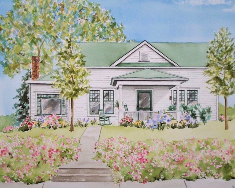 Watercolor House Painting, Painting of House, Retirement Gift idea, House Portrait,Anniversary Gift, Custom House Painting, House Art image 9