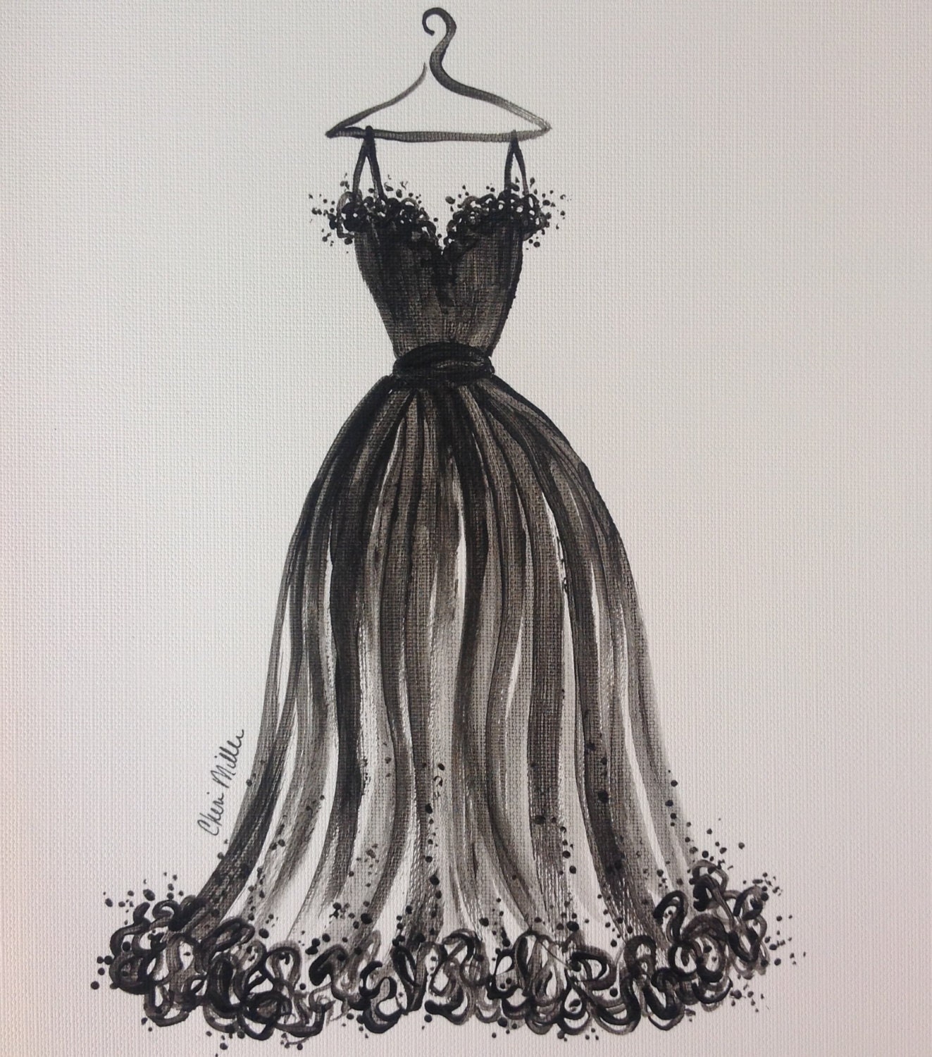 1950's Vintage Fashion Design Original Art Color Drawing Woman Beautiful  Gown | eBay