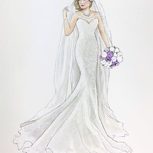Bridal Illustration. Bride Gift from Groom. Wedding Art. Personalized Wedding Gift. Anniversary Gift Idea. image 10