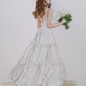Bridal Illustration. Bride Gift from Groom. Wedding Art. Personalized Wedding Gift. Anniversary Gift Idea. image 8