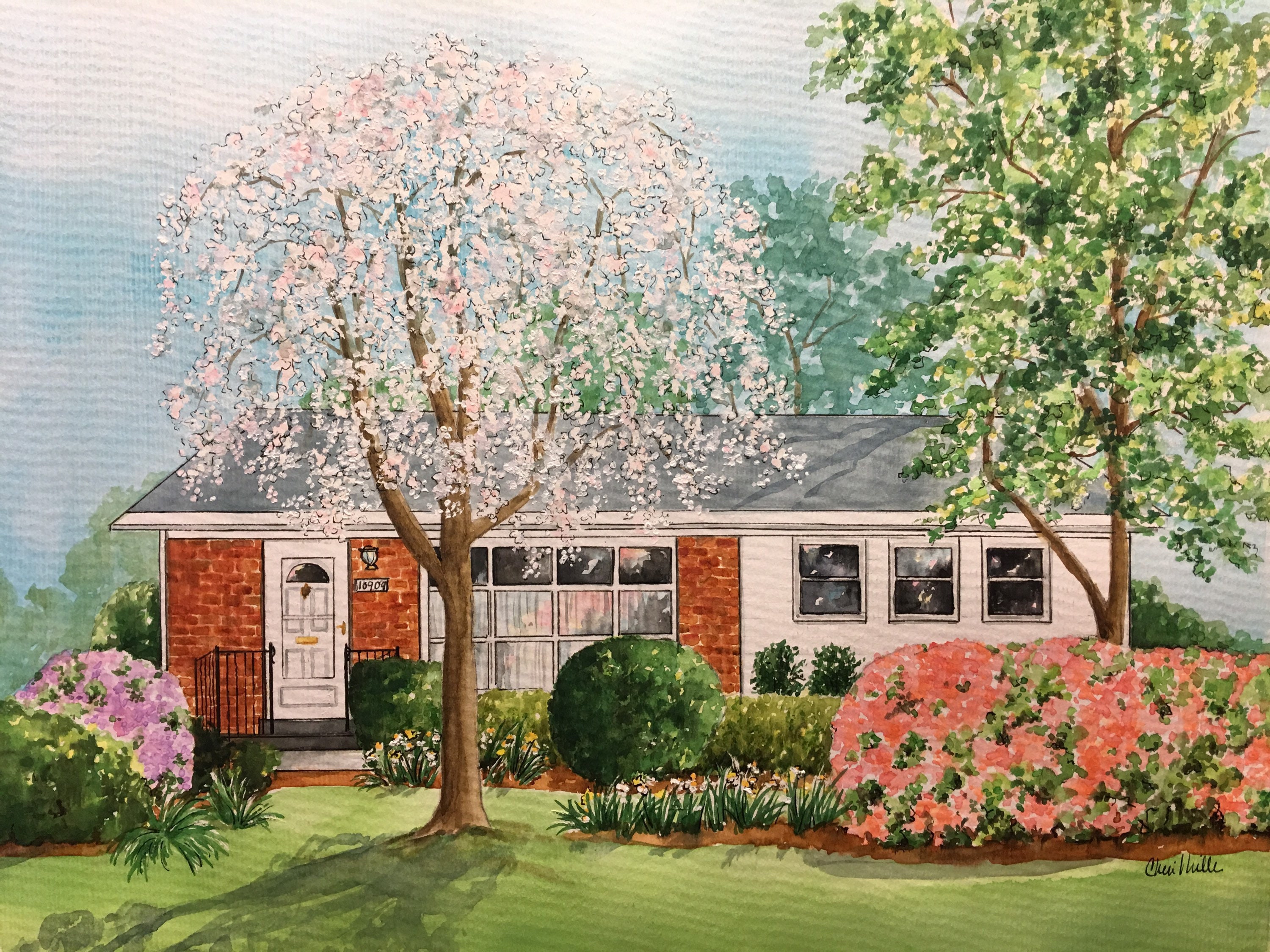 Watercolor House Painting, Painting of House, House Illustration, House Portrait, House Painting