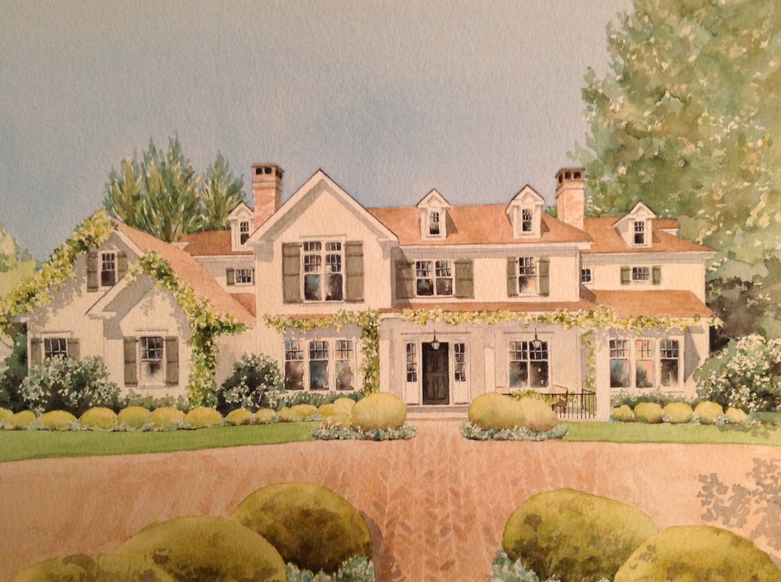 Watercolor House Painting Painting of House House Etsy