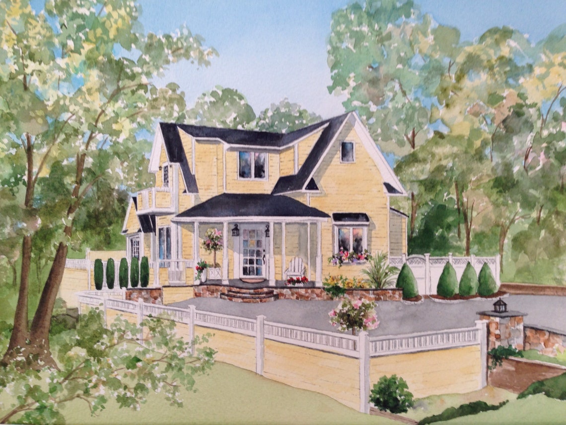 Watercolor House Painting Painting of House House Etsy