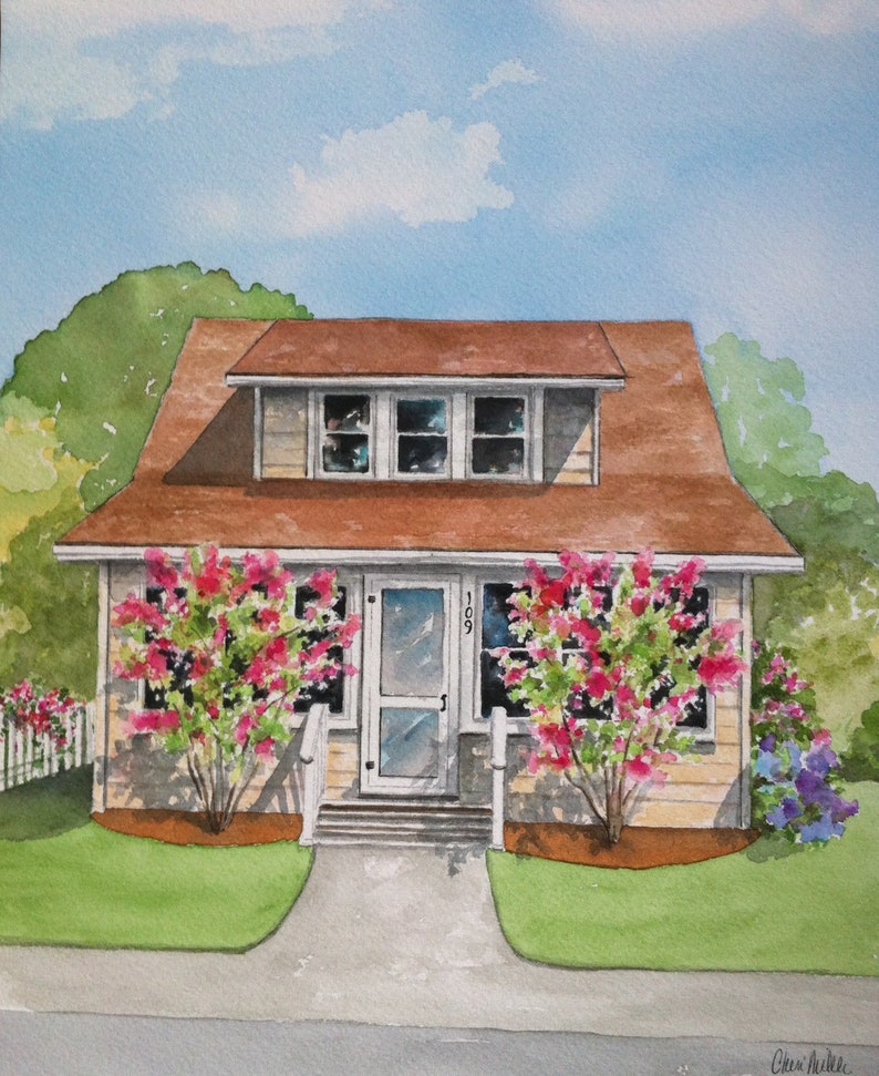 Watercolor House Painting, Painting of House, Retirement Gift idea, House Portrait,Anniversary Gift, Custom House Painting, House Art image 3