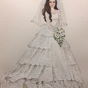 Bridal Illustration. Bride Gift from Groom. Wedding Art. Personalized Wedding Gift. Anniversary Gift Idea. image 6