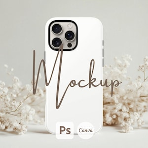 PSD Handyhülle Mockup, iPhone Mockup, Canva ziehen und ablegen, PSD Handyhülle Mockup, Tough Case Mockup, Sofort Download