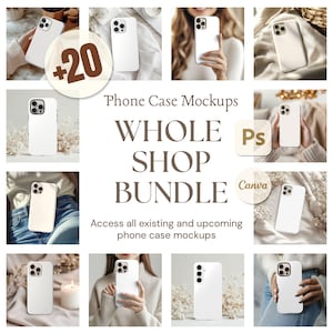 Phone Case Mockup Bundle, Whole Shop Bundle, iPhone Mockup, Canva ziehen und ablegen Geräte-Mockup, PSD Phone Case MockUp, sofortiger Download