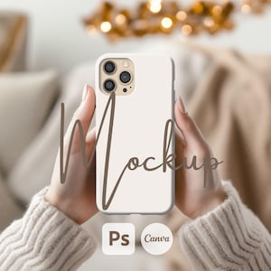 Smartphone Case Mockup, iPhone Mockup, Canva ziehen und ablegen Gerätemodell, PSD Phone Case Mockup, Mobile Slim Case Mockup, Instant Download