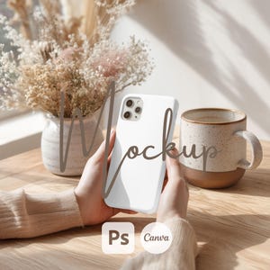 PSD Handyhülle Mockup, iPhone Mockup, Canva ziehen und ablegen, PSD Handyhülle Mockup, professionelles Boho Design, sofort download