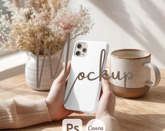 Phone Case Mockup, iPhone Mockup, Canva Drag and Drop Device Mockup, PSD Phone Case Mock Up, Professional Boho Style Design Instant Download