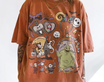 Camiseta retro de Pesadilla antes de Navidad de Coquette, camiseta de Halloween de Disney de Coquette, camiseta de Oogie Boogie Bash 2026, camiseta de Jack Skellington y Sally