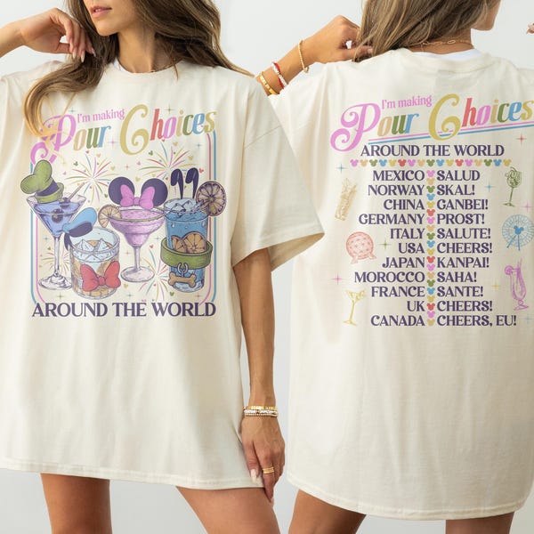 Camiseta retro "Estoy tomando decisiones por todo el mundo", camiseta para beber en Epcot, camiseta de Disney Epcot, camiseta del Epcot World Tour, camisetas familiares de Disney