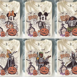 Retro Disney Halloween Skeleton All Characters Shirt, Mickey's Not So Scary Halloween Party Tee Shirt, Disney Halloween Family 2026 Shirts image 3