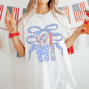 Comfort Colors Coquette 4th of July Mimi Tshirt, American Mama Shirt, 4th Of July Shirt, Memorial Day Shirt, Patriotic Mama Shirt, USA Shirt