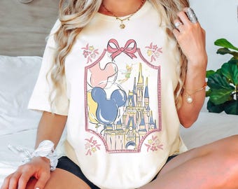 Retro Coquette Bow Magic Kingdom T-shirt, Disney Trip Shirts, Disneyworld Shirt, Disneyworld Family Matching shirts, Disney Vacation Shirt