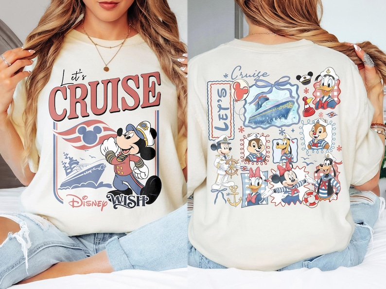Personalized 2026 Disney Cruise Line Shirts, Mickey And Friends Family Cruise Trip Tee, Let's Cruise, Disney Wish Dream Magic Wonder Fantasy image 4