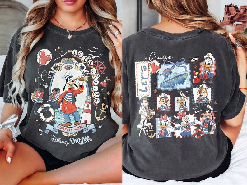 Custom 2026 Disney Cruise Matching Family Shirts, Mickey & Friends Family Cruise Shirt, Let's Cruise, Disney Wish Dream Magic Wonder Fantasy image 6