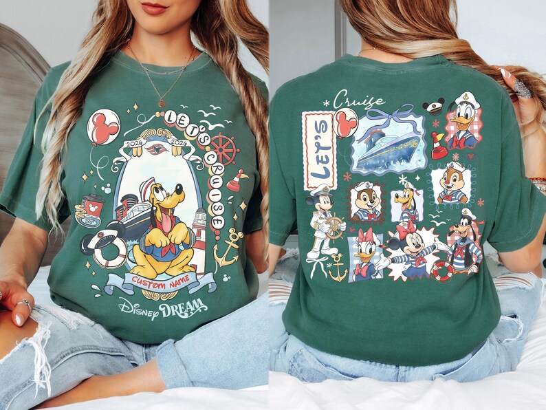 Custom 2026 Disney Cruise Matching Family Shirts, Mickey & Friends Family Cruise Shirt, Let's Cruise, Disney Wish Dream Magic Wonder Fantasy image 12