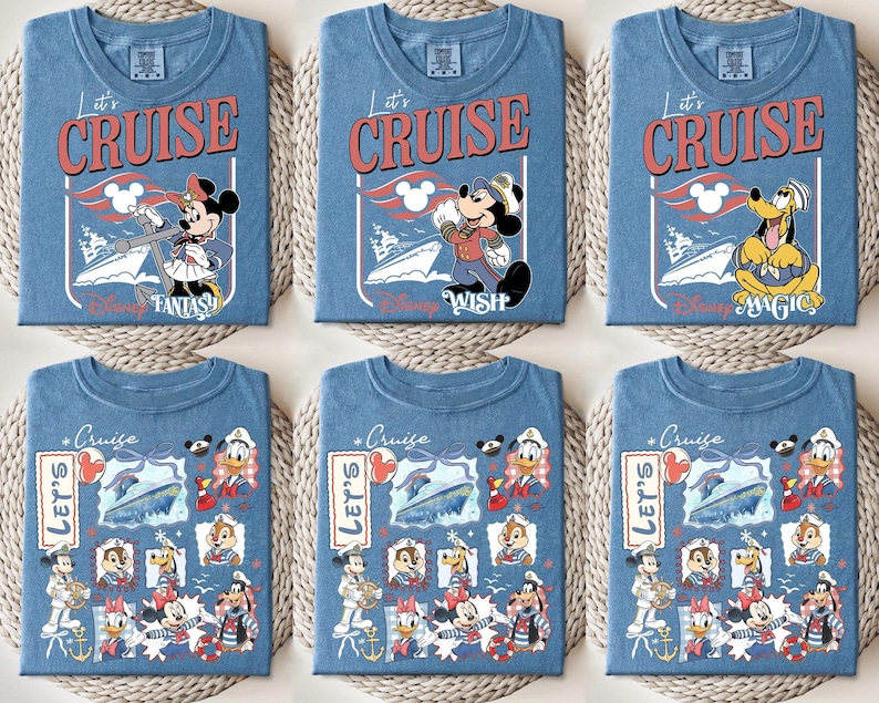 Personalized 2026 Disney Cruise Line Shirts, Mickey And Friends Family Cruise Trip Tee, Let's Cruise, Disney Wish Dream Magic Wonder Fantasy image 1