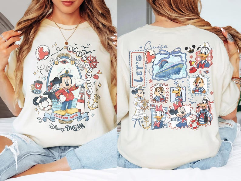 Custom 2026 Disney Cruise Matching Family Shirts, Mickey & Friends Family Cruise Shirt, Let's Cruise, Disney Wish Dream Magic Wonder Fantasy image 4