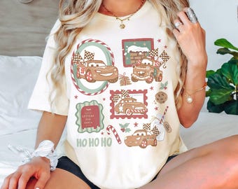 Vintage Disney Cars Gingerbread Christmas Shirt, Lightning Mcqueen Christmas Shirt, Disney Christmas Party Shirt, Mater Sally Doc Hudson Tee